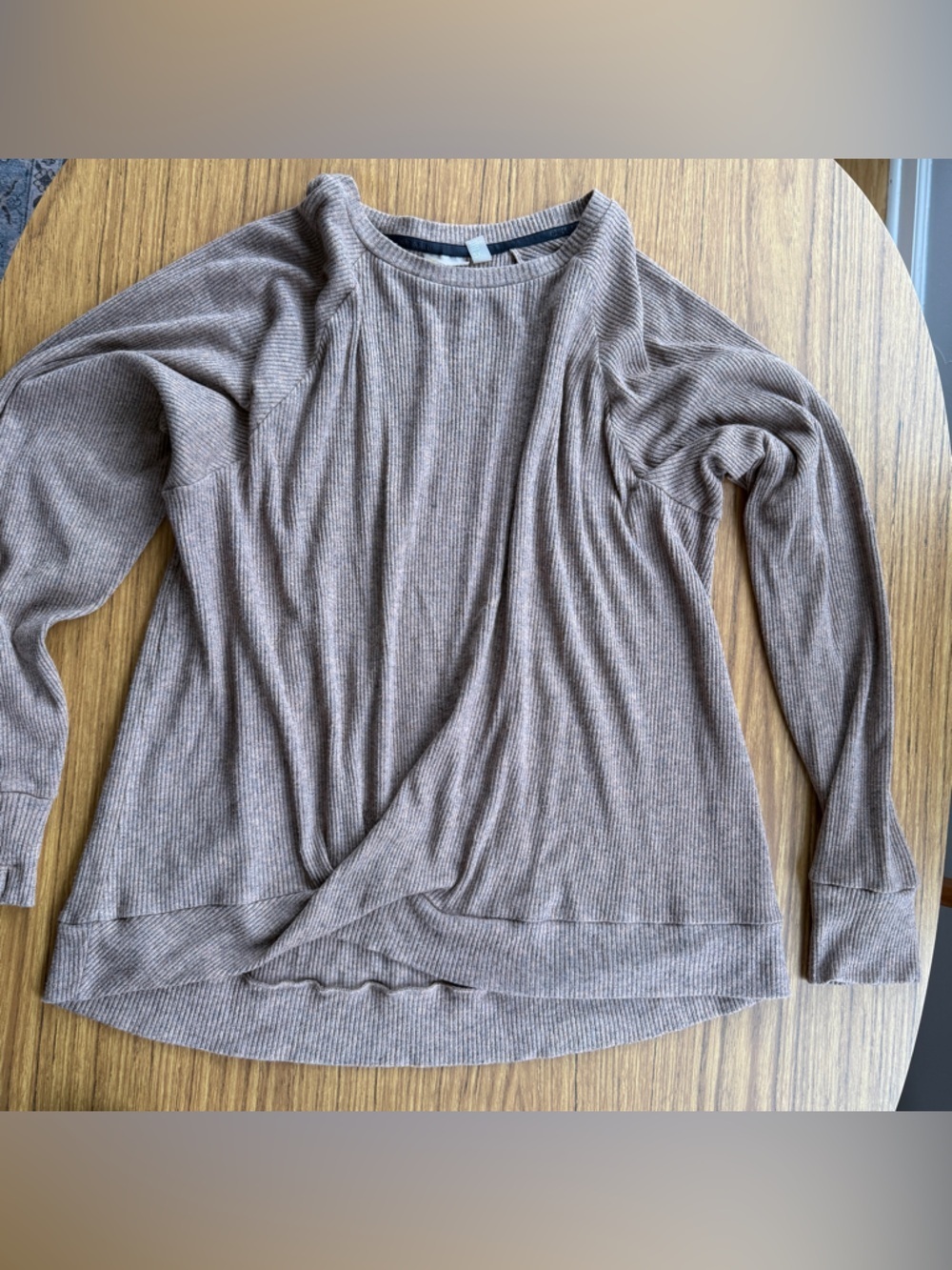 Zella Ribbed Camel Long Sleeve Knit Top 2X